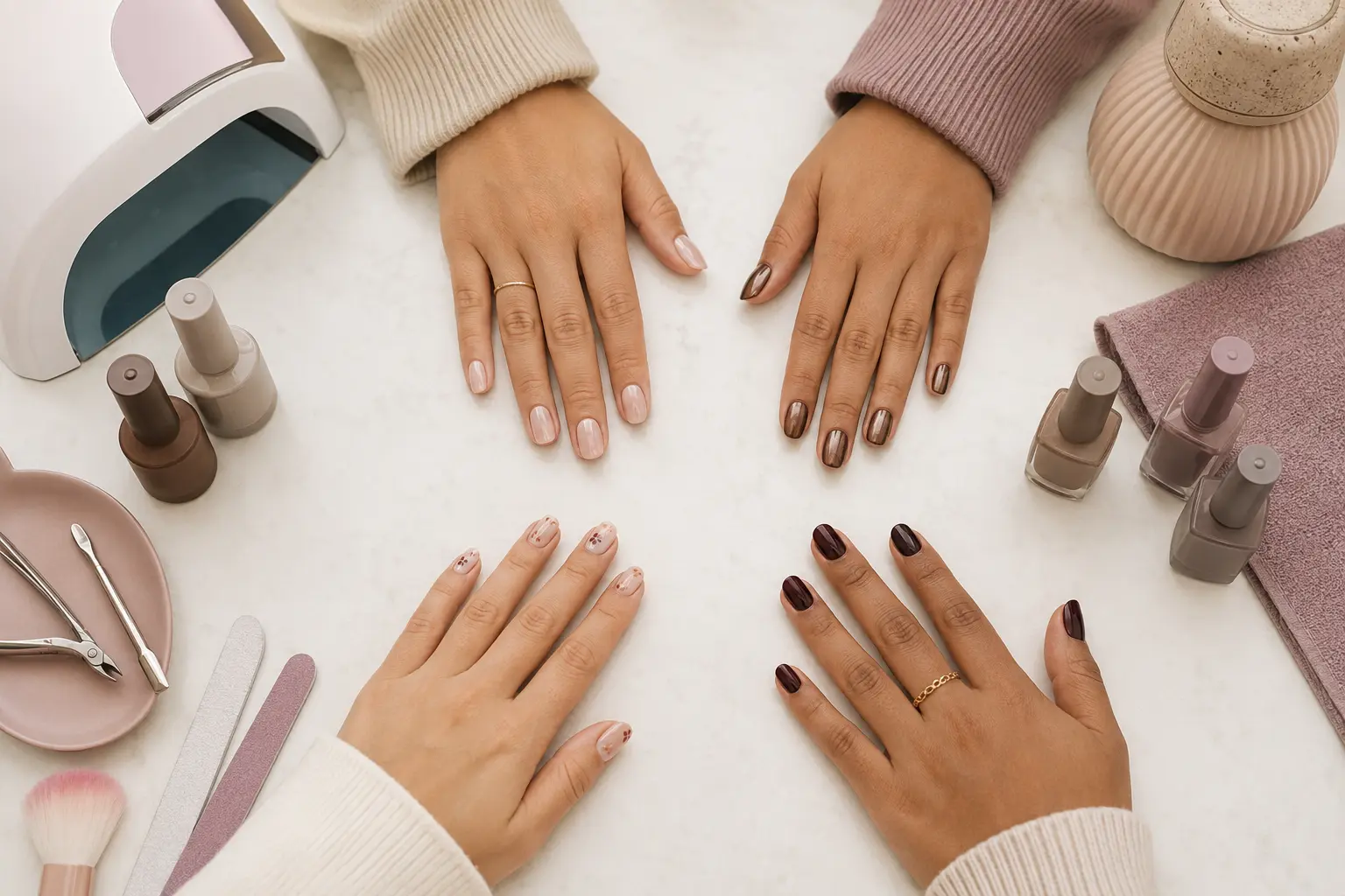 Empat contoh hasil nail art Rani Nail Studio