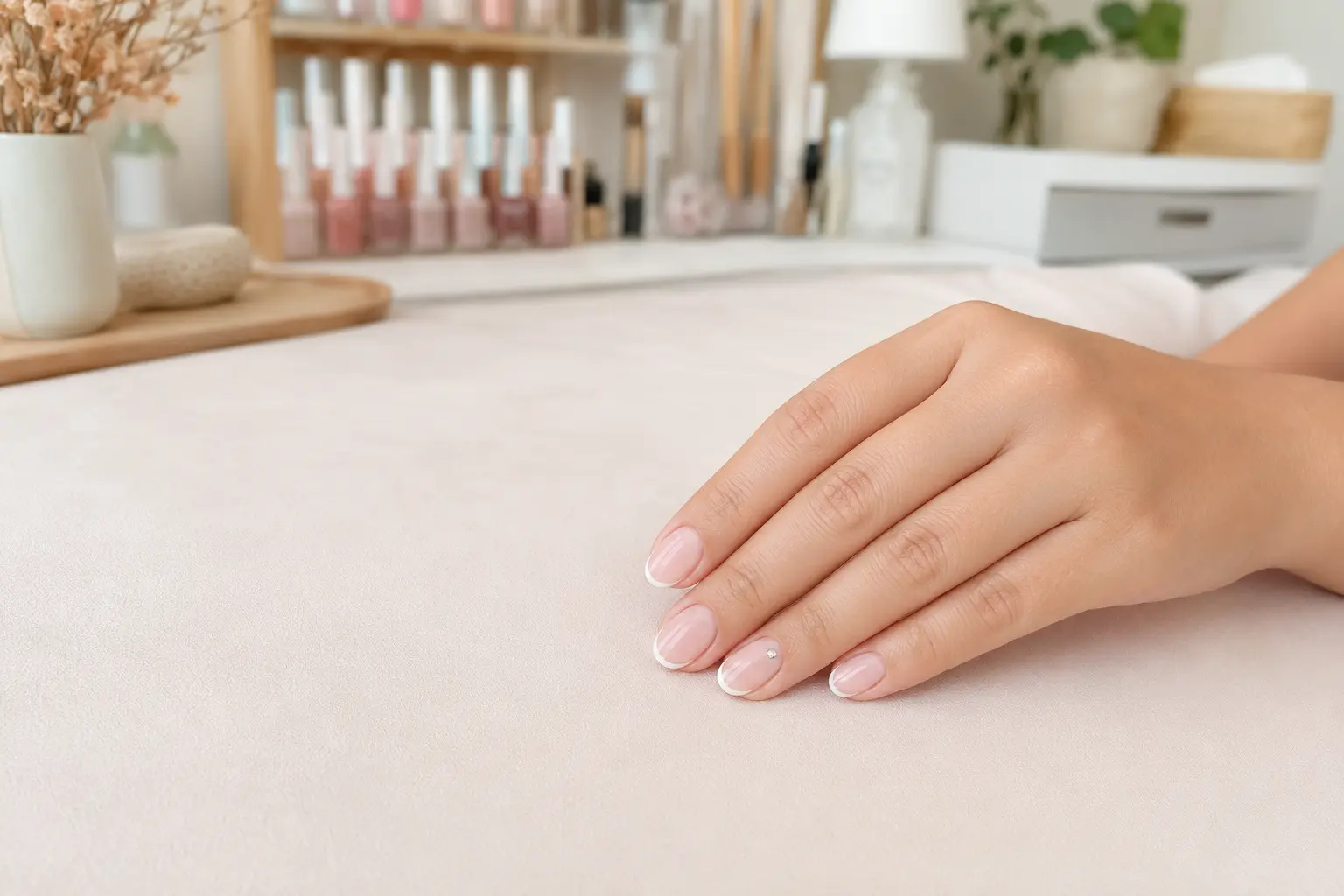 Hasil manicure French tip di Rani Nail Studio