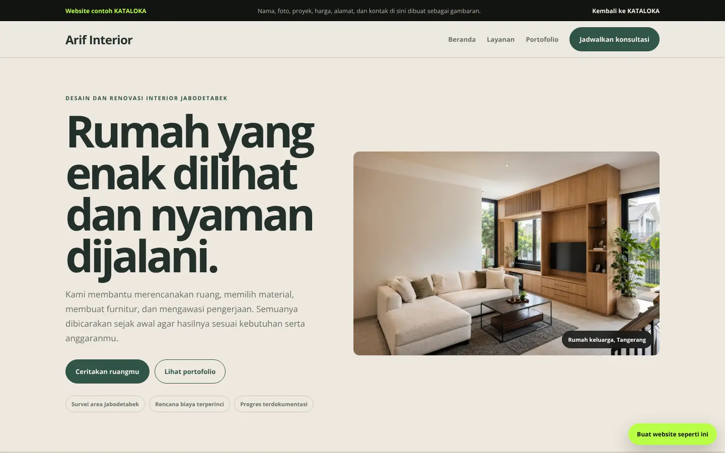Contoh website Platinum Arif Interior