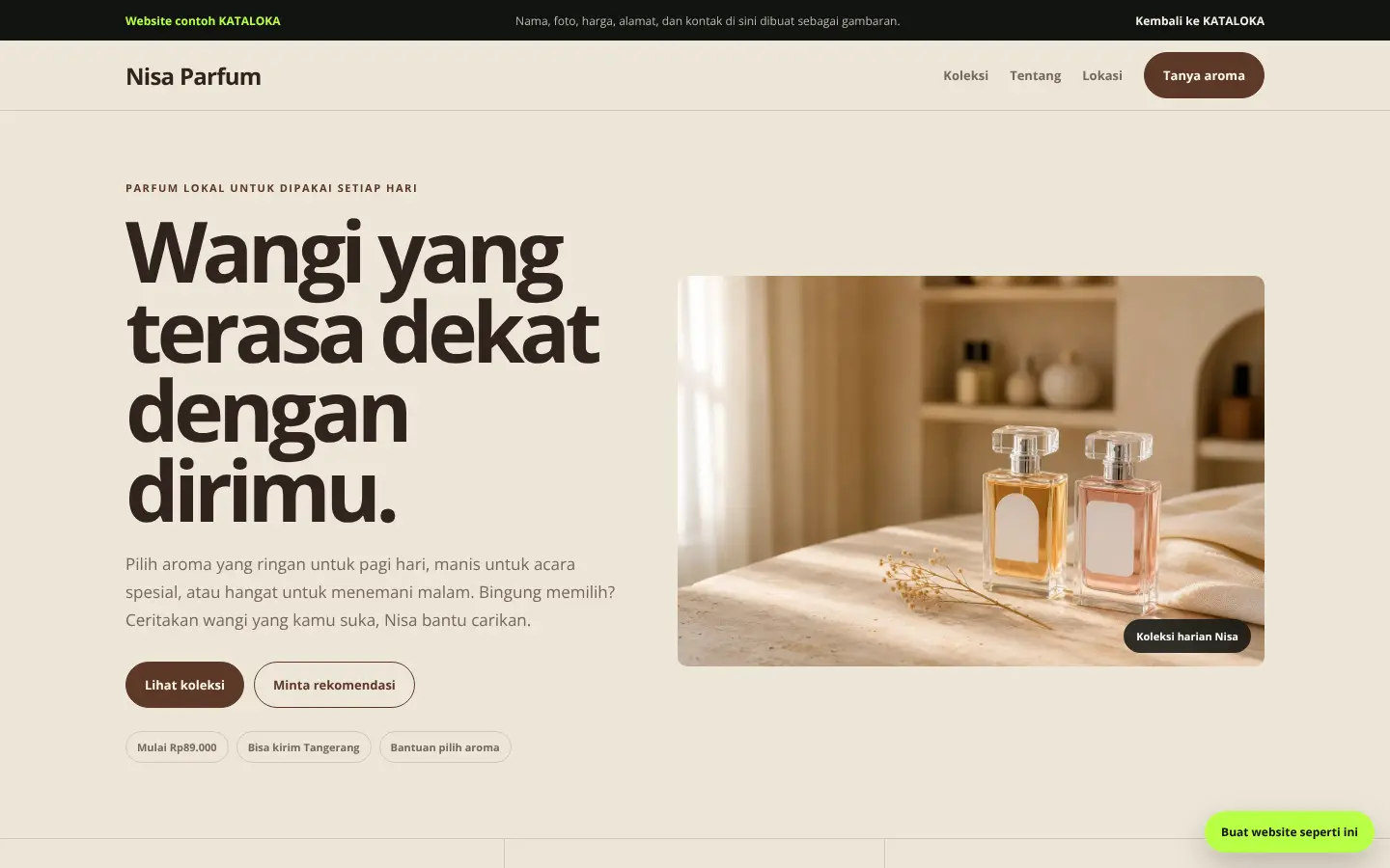 Pratinjau website Nisa Parfum